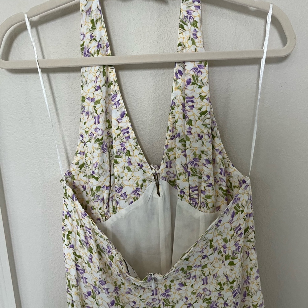 Maeve Sleeveless Halter Mini Dress Halter Floral Mini Anthropologie size M - Picture 9 of 11